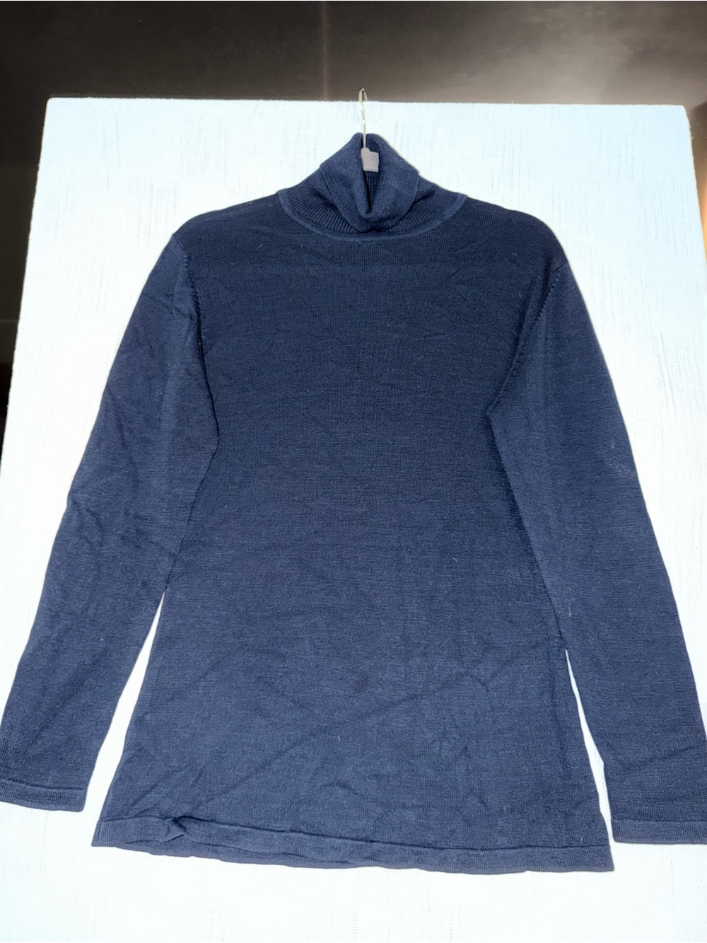 VTG Harvé Benard Turtleneck Sweater M Navy Wool Blend 80s 90s Minimalist Preppy